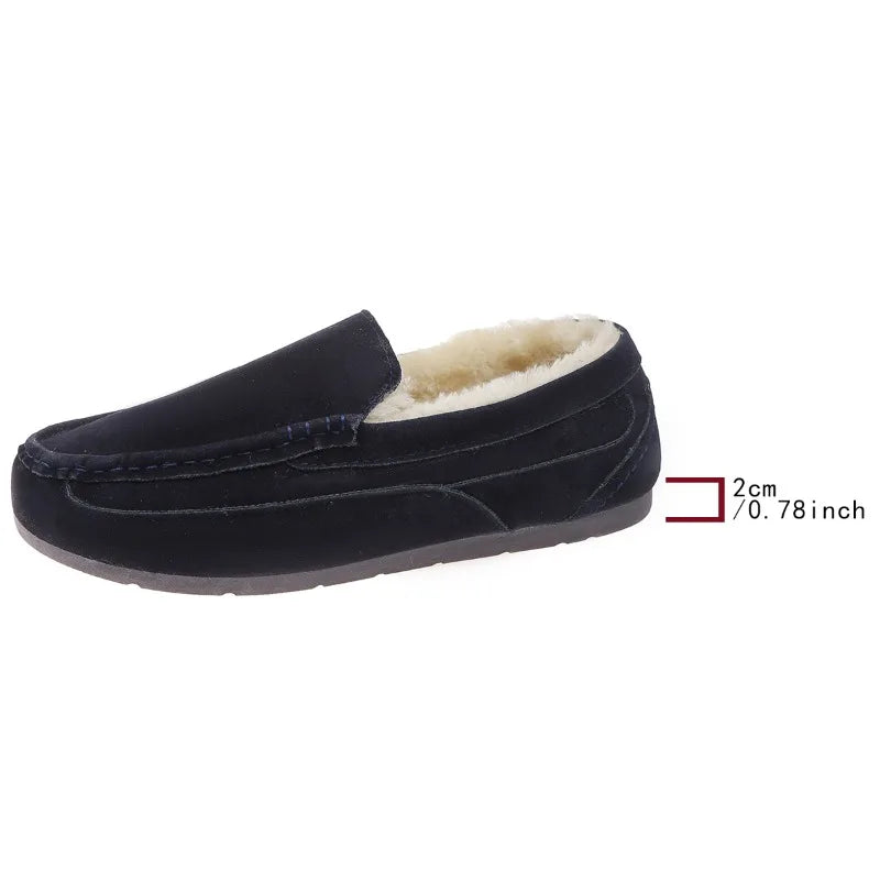 Winter Men Shoes Plush Warm Men Loafers Fashion Comfortable Casual Men Loafers Shoes Soft Sole Non-slip Sneakers Wear-resistant