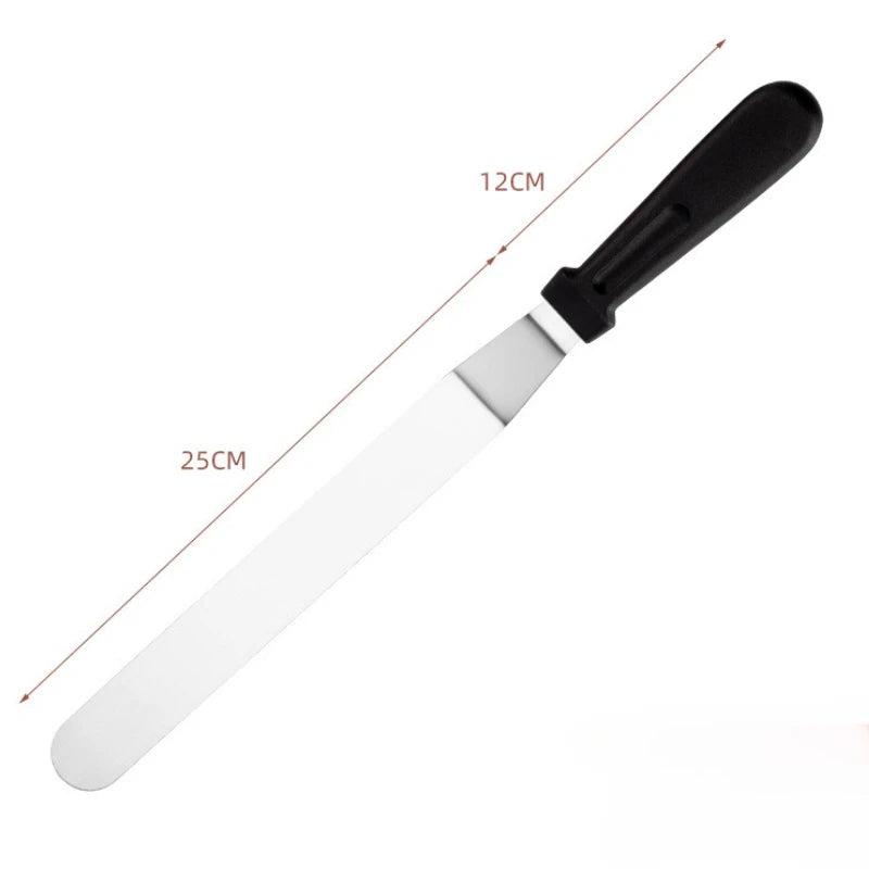 3pcs 6/8/10inch Cake Decorating Angled Butter Cream Icing Spatula Stainless Steel Offset Frosting Spatulas Baking Knife Smoother
