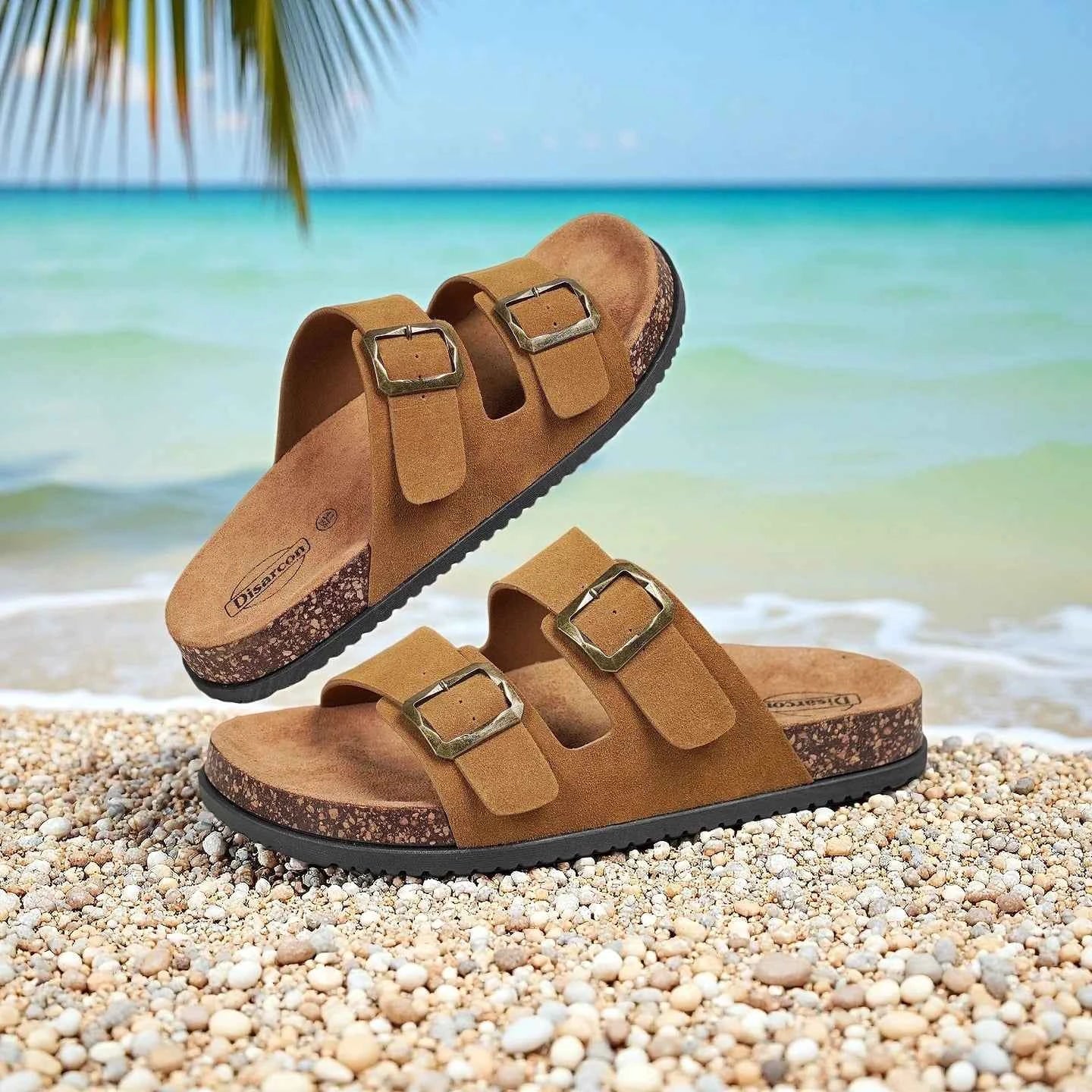 Men's Summer Sandals, Outdoor Leisure Vacation Beach Sandals, Double Buckle Design Unisex Large Size Sandals, Non-Slip, Breathable, Wear-Resistant, Versatile for Daily Wear, Indoor Home Slippers, High-End, Retro