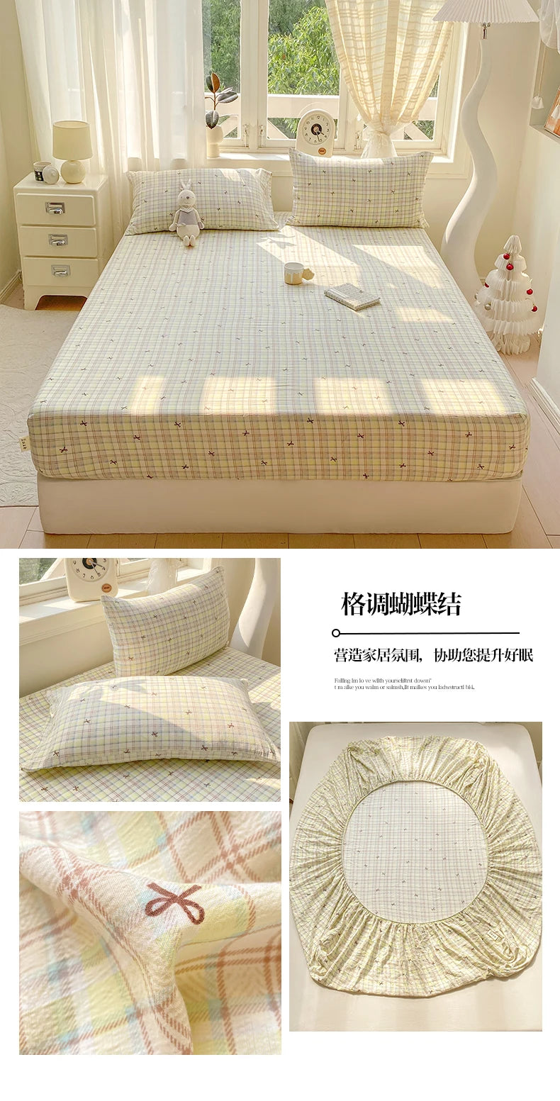 Green Floral Fitted Bed Sheet | Single, Queen, King