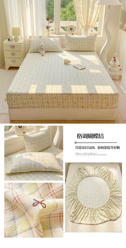 Green Floral Fitted Bed Sheet | Single, Queen, King