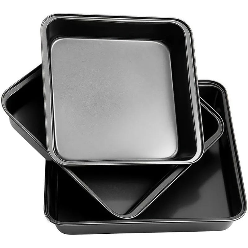 3Pcs Carbon Steel Baking Pan Non-Stick Cookie Cake Sheet for Bread Pastries Pie Crusts Home Easy Clean Oven Accessories