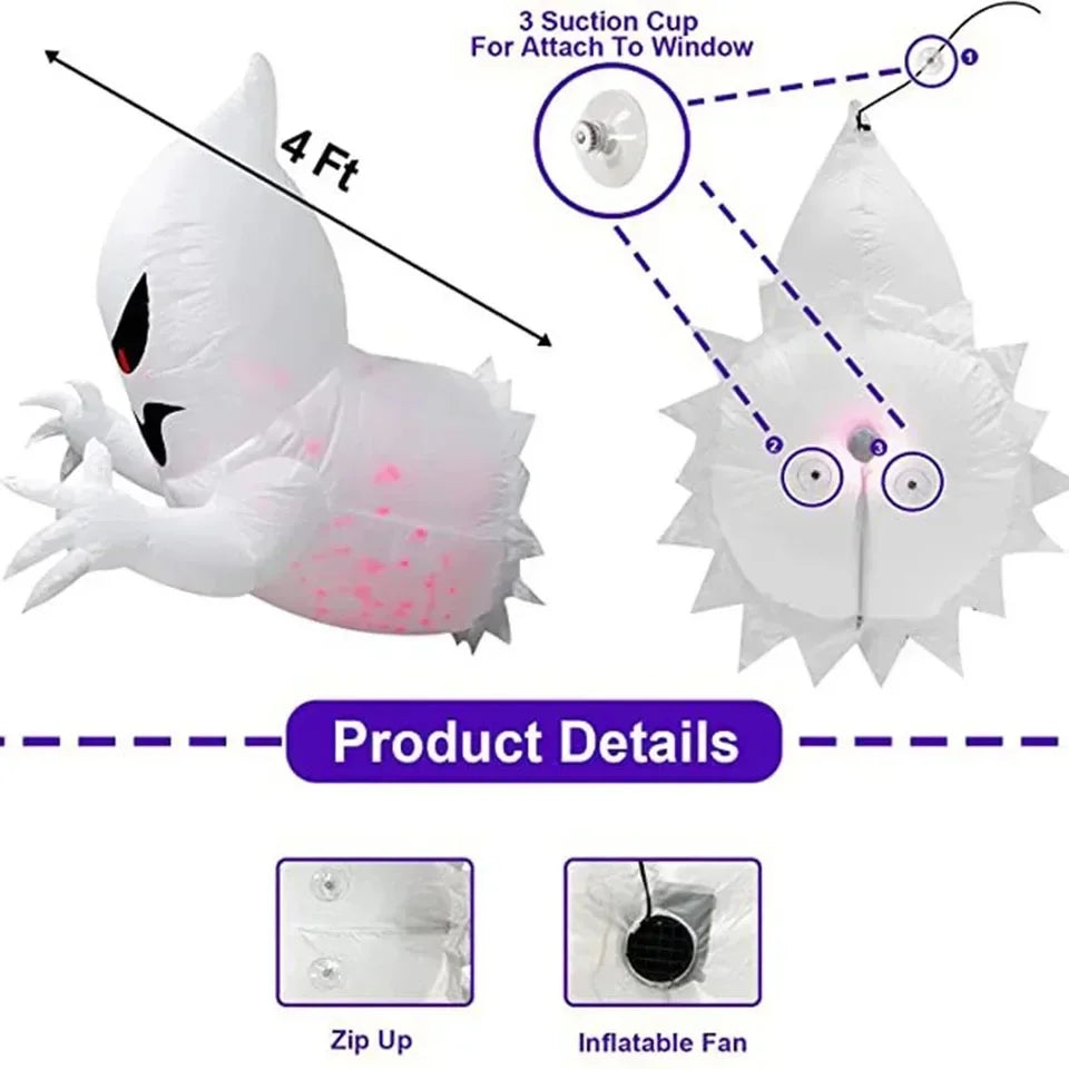 1Pc 1.4m Halloween Ghost Scary Inflatable Giant Blow Up Foldable Phantom Unique Coming Party Outside Yard Garden Lawn Decor Prop