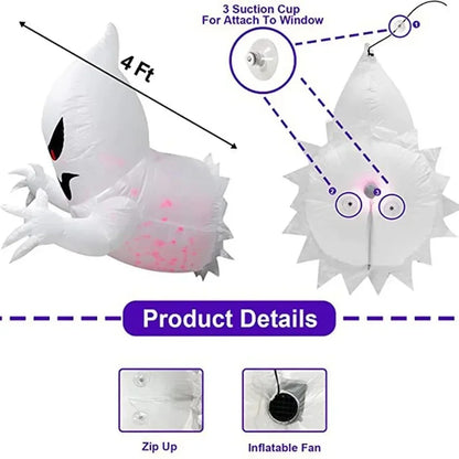 1Pc 1.4m Halloween Ghost Scary Inflatable Giant Blow Up Foldable Phantom Unique Coming Party Outside Yard Garden Lawn Decor Prop