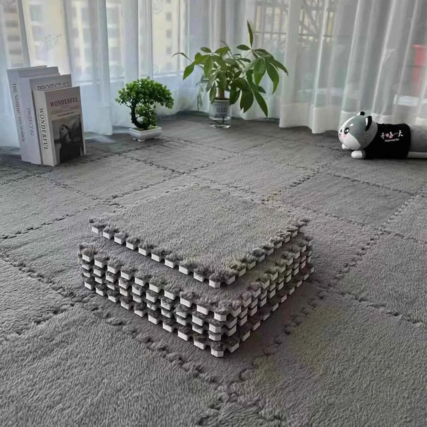 30*30CM Soft Plush Kids Carpet Baby Play Mat 10PCS Puzzle Carpet Warm Playmat Interlocking Exercise Tiles Foam Children's Mat