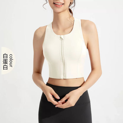 Women's High Impact Front-Zip Sports Bra — Shockproof Breathable Fitness Vest
