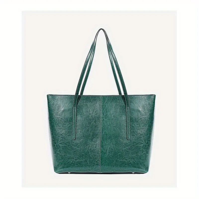 Red Cowhide Leather Tote Bag, Extra Large Capacity