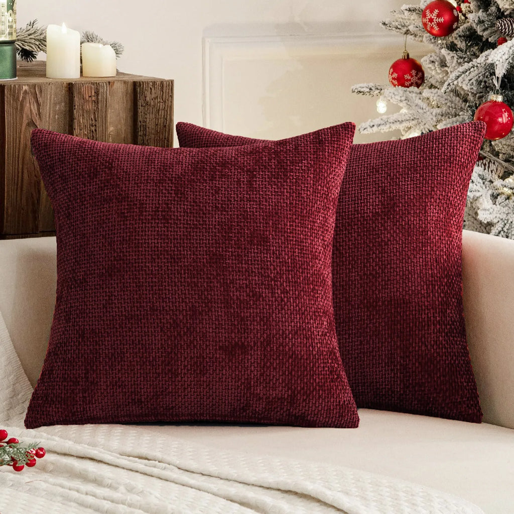 Dark Green Chenille Decorative Cushion Cover