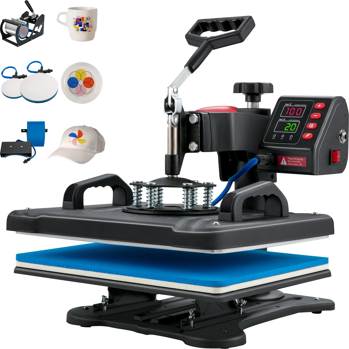 Heat Press 5in1 Machine 12x15in Clamshell Sublimation Transfer Printer Digital Precise Temperature Control