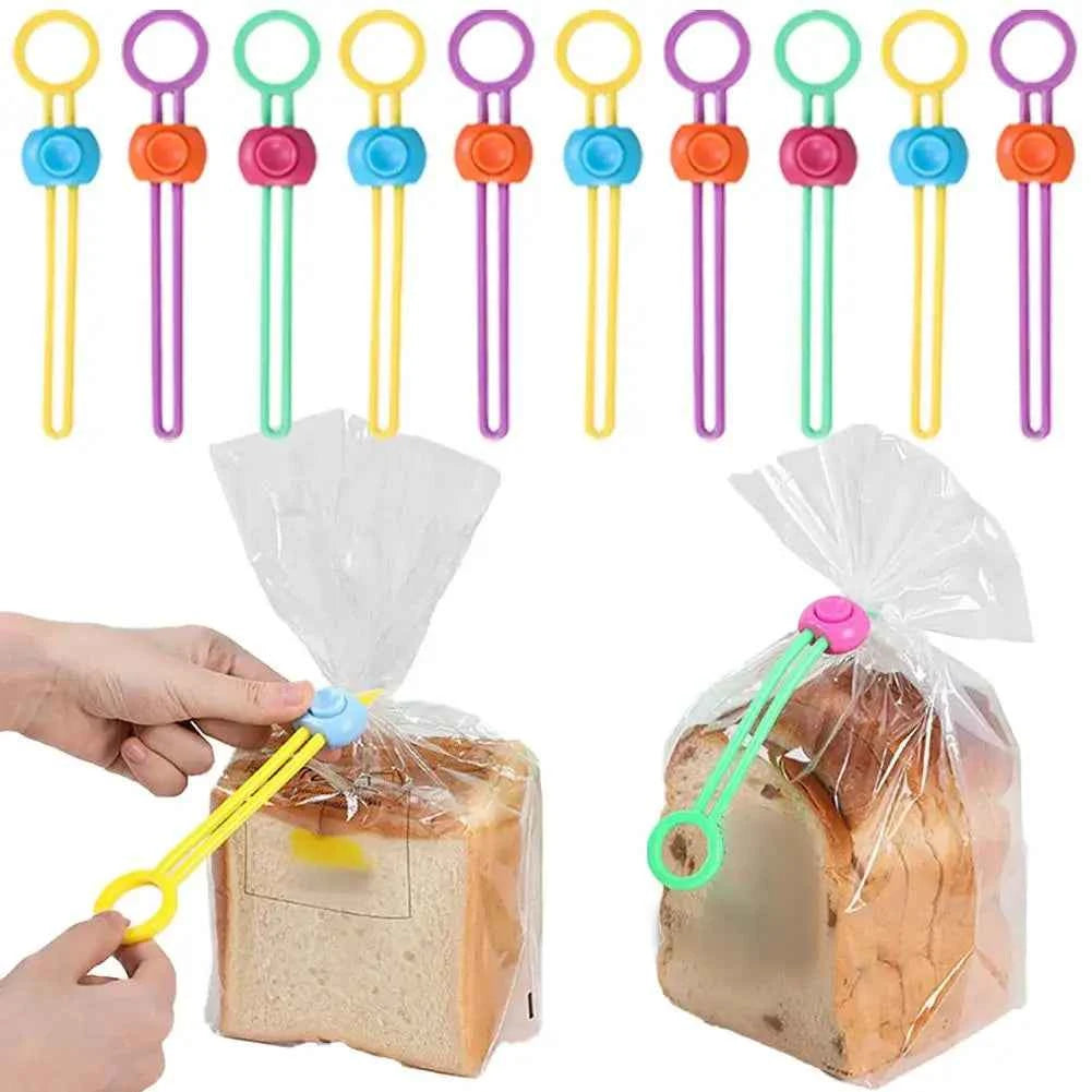 10/20/30/50pcs Silicone Food Bag Sealing Strap Freshness Sealing Clip Adjustable Clip Portable Data Cable Storage Kitchen Gadget