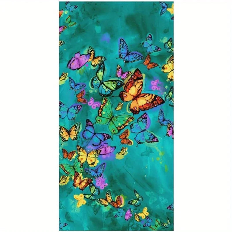 Colorful Butterfly Print Beach Towel Sun Protection Windproof Quick Dry