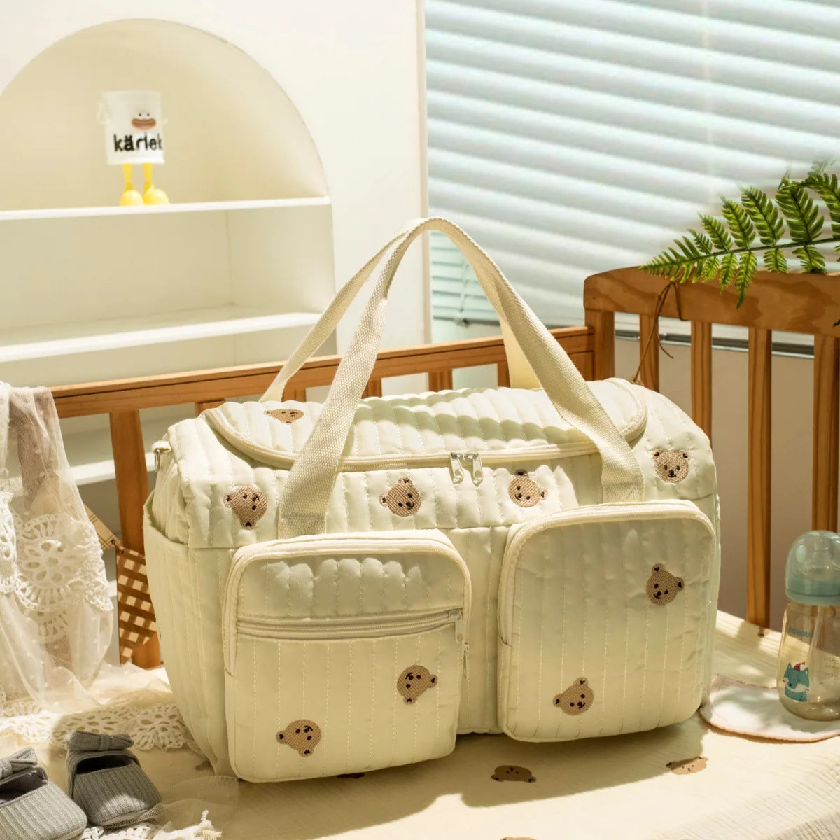 Large Capacity Cotton Maternity Diaper Tote Bag