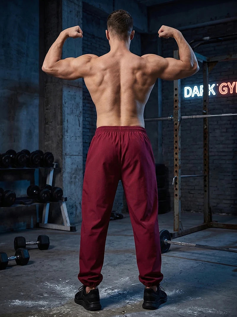 Men's Trendy Sporty Pants with Lines Gym Workout Running Trousers with Side Pockets Athletic Quick-Dry Breathable Sweatpants