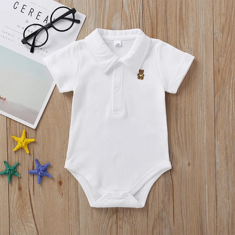 Summer Baby Boys Girls Jumpsuit Solid  Polo Infant Baby Boy Girl Clothes Playsuit Newborn Bebies Roupas  For 0-1Y