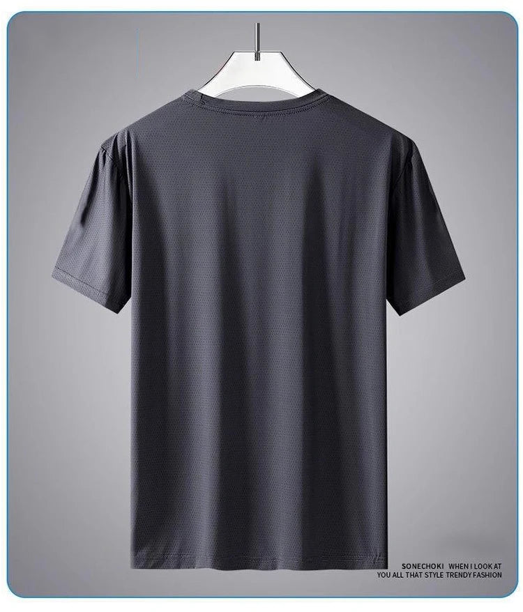 Ice Silk Running Shirts Men Loose Printing Short Sleeve Top Basketball Gym Sportswear For Male Fitness Workout Quick Dry Tee