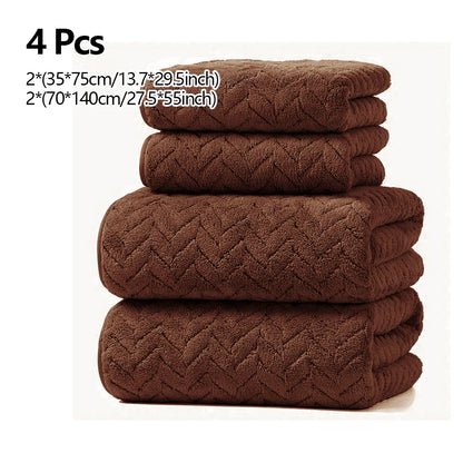 4/6 Pcs Towel Set - Soft Hand Towel Absorbent Bath towel Set 2 Size