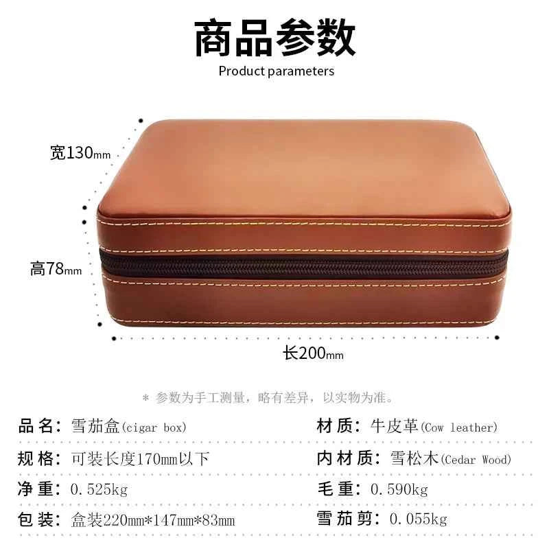 4pcs Humidor Cigar Box Travel Cigar Case orginizer without cutter lighter Leather Cedar Wood Cutter smoking accessories storage