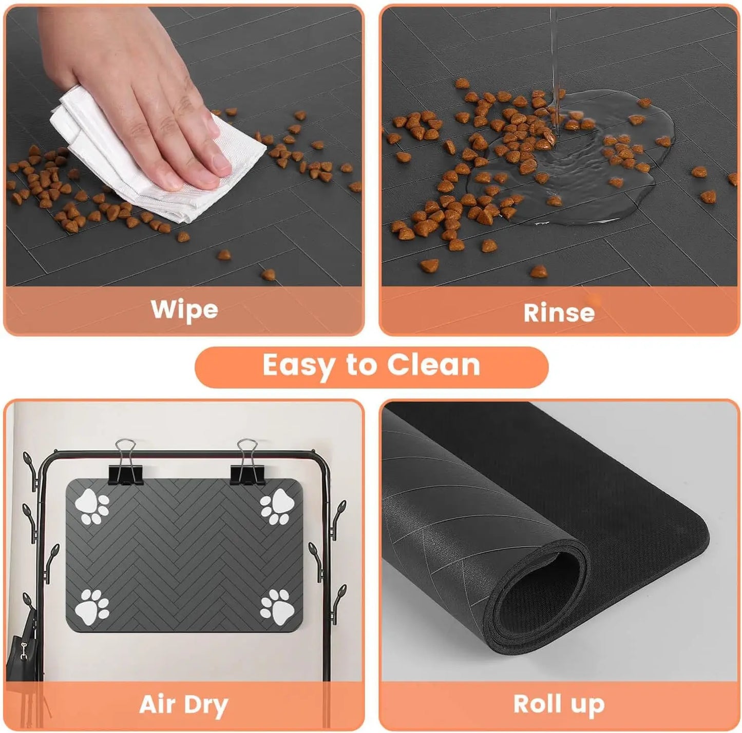 Absorbent Pet Feeding Mat — Waterproof Non-Slip Placemat for Dog & Cat Food Bowls