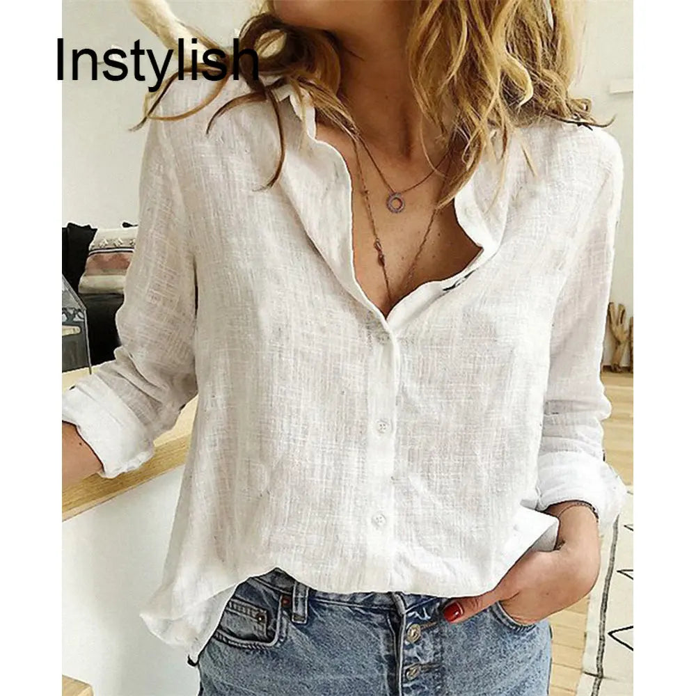 Women's Cotton Linen Loose Shirt — Y2K Streetwear Harajuku Tunic Blouse