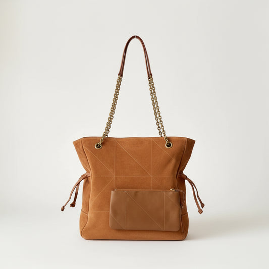 Slim Genuine Leather Chain Handbag, Lightweight