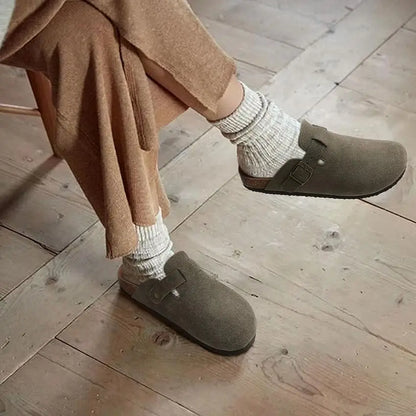 Men’s Suede Clogs — Soft Leather Cork Sandals with Arch Support