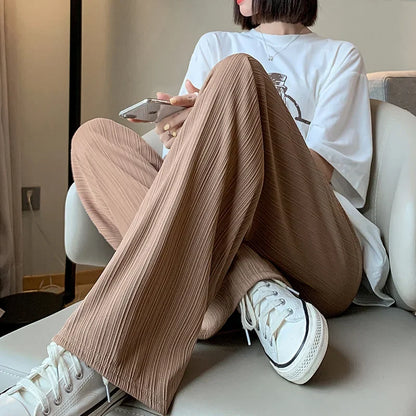 Women's Wide-Leg Pants — Ice Silk Breathable Elastic Waist