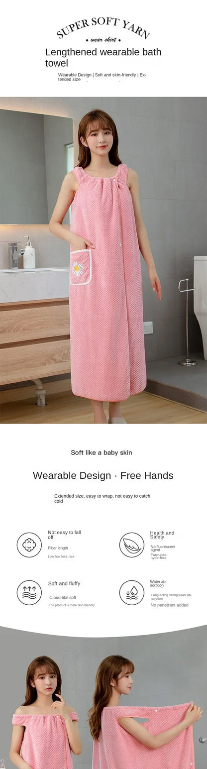 Wearable Bath Wrap Towel, Washable Bathrobe