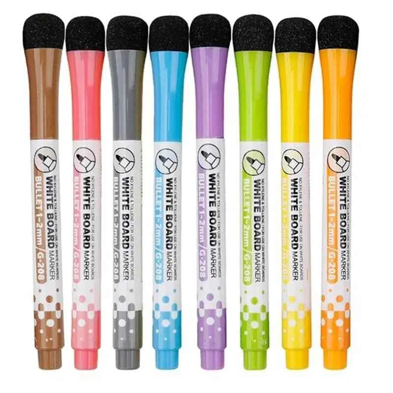 8 Colors Whiteboard Pens, Fine Tip Magnetic Water-Based Pen with Erasable Cap, Magnet Children's Painting Home, School Office