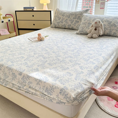 Floral Washed Cotton Fitted Sheet | Single-King
