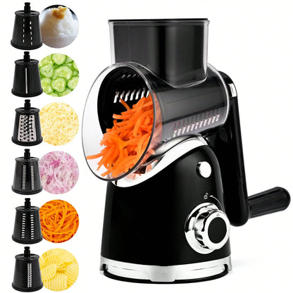 Rotary Cheese Grater with 6 Interchangeable Blades and Suction Base