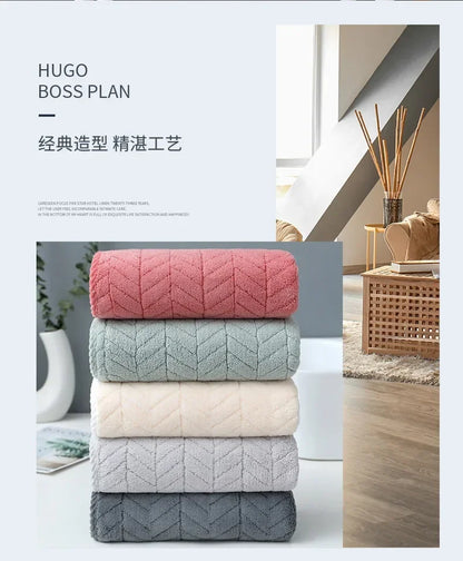 Thickened Coral Velvet Cotton Bath Towel — Soft & Quick-Dry