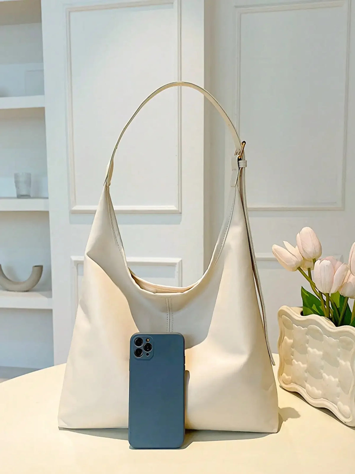 Large Capacity Solid Color Shoulder & Tote Bag