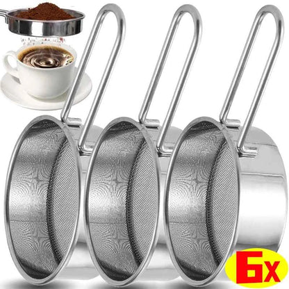 1/6PCS New Stainless Steel Flour Sieve Powder Mesh Strainer Handheld Baking Sugar Coffee Powder Mesh Filter Kitchen Accessories