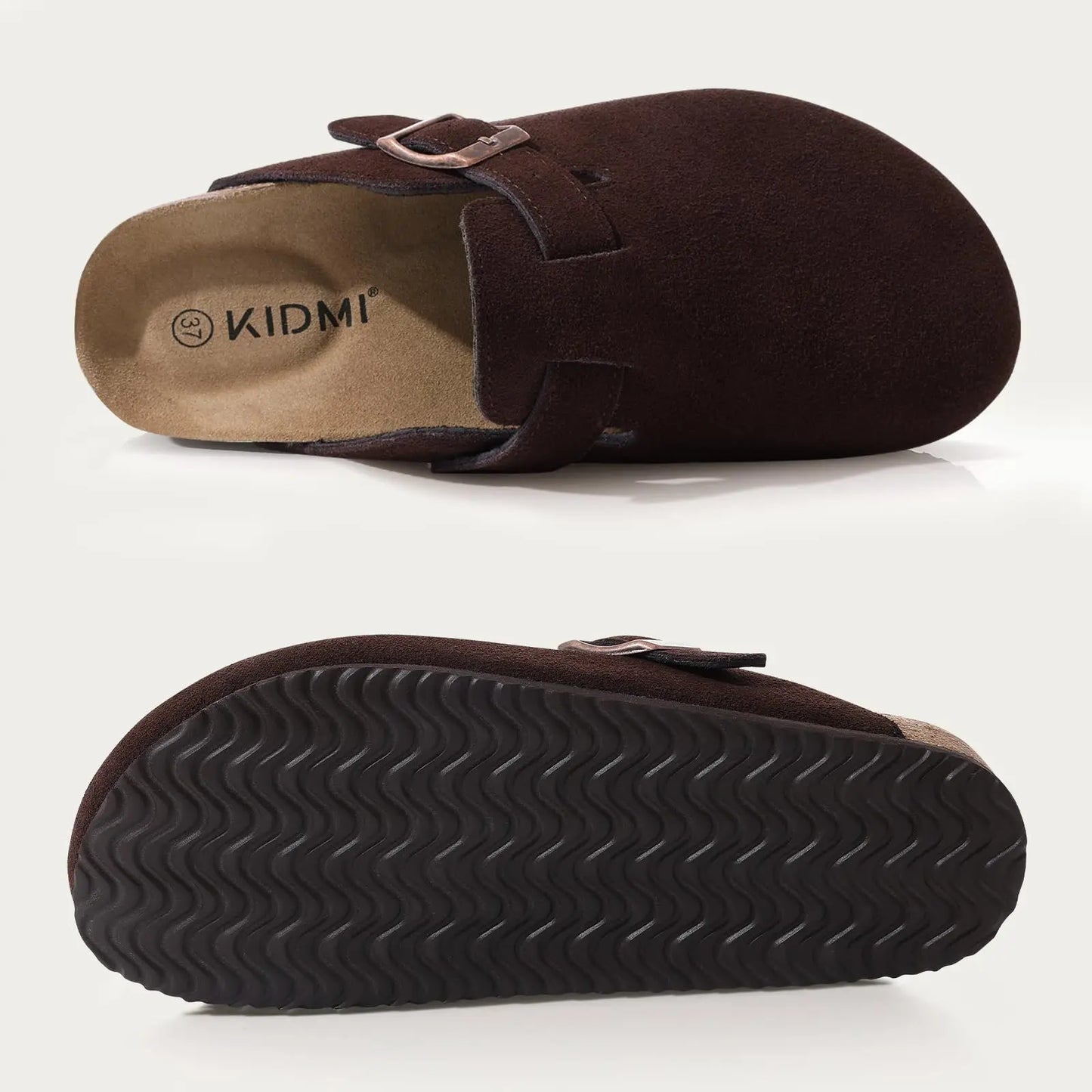 Men’s Suede Clogs — Soft Leather Cork Sandals with Arch Support