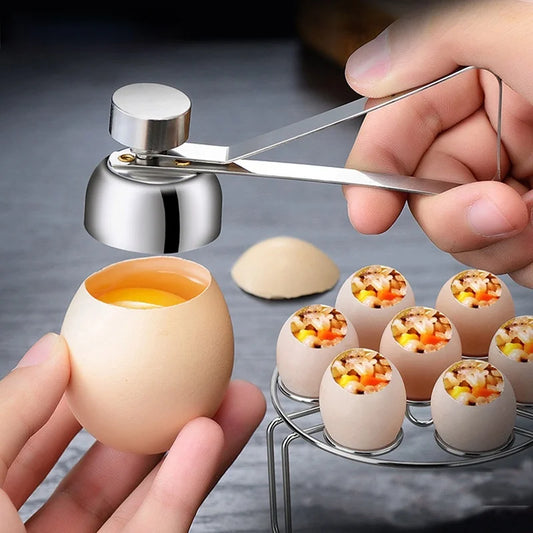 Stainless Steel Egg Topper Cutter – Metal Egg Scissors for Boiled & Raw Eggs