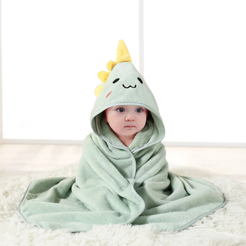 Gray Hooded Coral Fleece Bath Towel Blanket