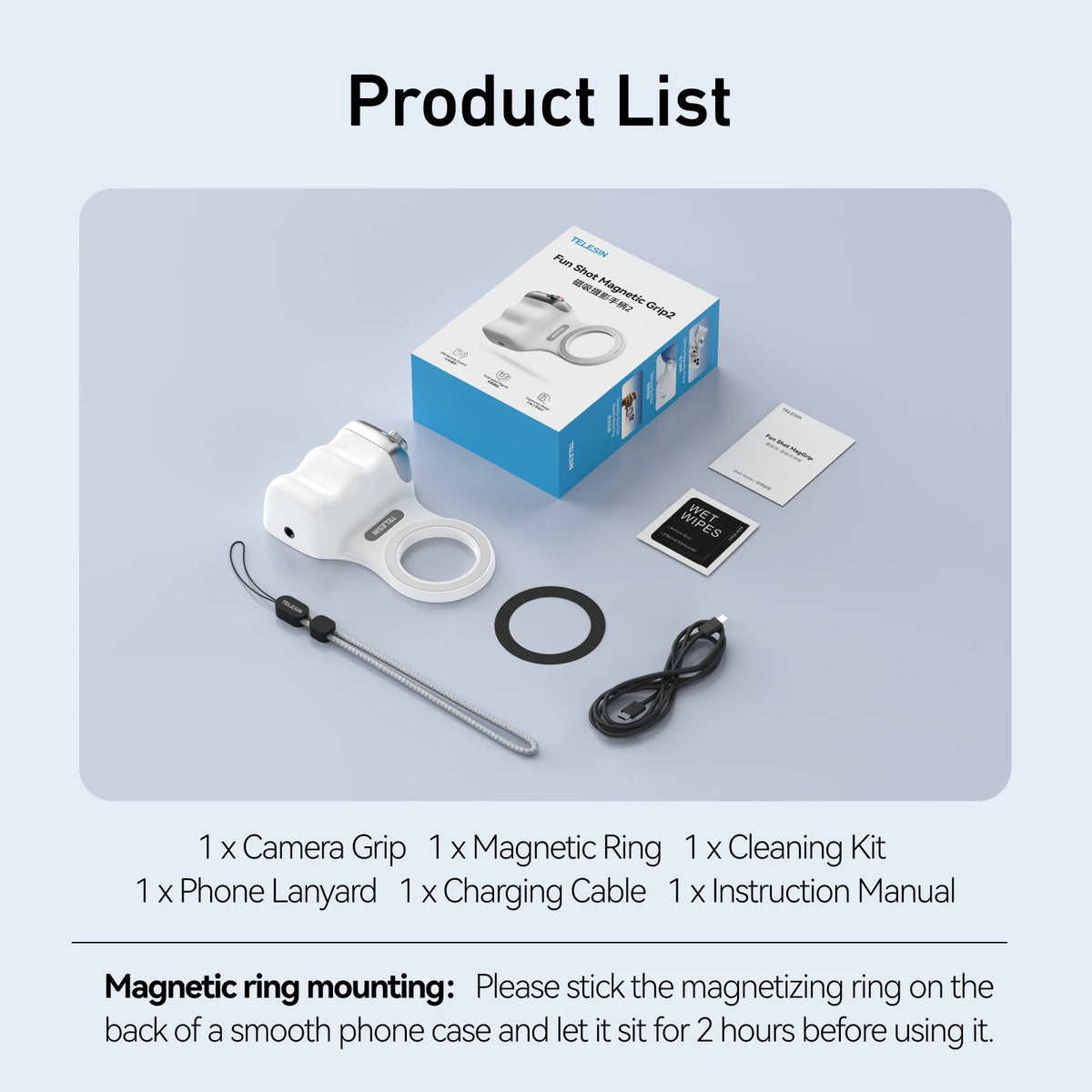 TELESIN Fun Shot Magnetic Phone Grip 2 – MagSafe, DSLR Controls, Wireless Remote, iPhone & Android