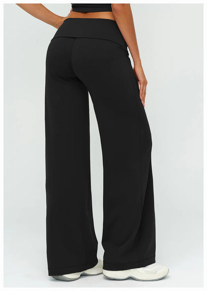 Women’s Loose Wide-Leg Sports Leggings — Slim Fit Running Trousers
