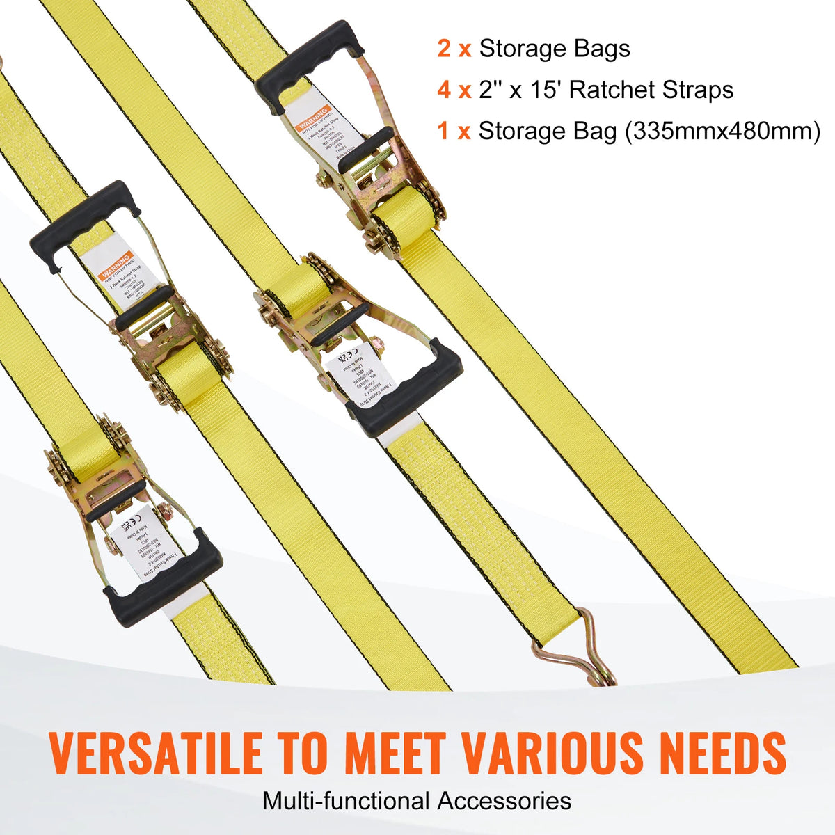 4pcs Ratchet Tie Down Strap Strong Double J Hook Ratchet Belt Luggage Bag Cargo Lashing for Moving Appliances