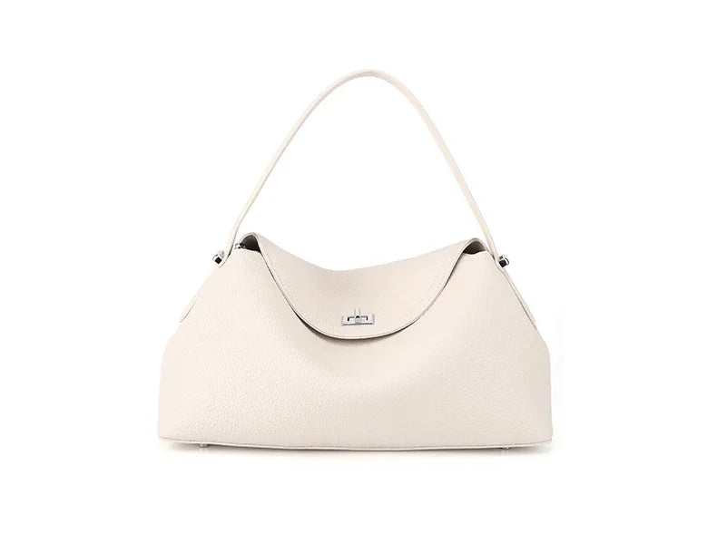 Retro Cowhide Leather Tote, Large Capacity Shopping Bag