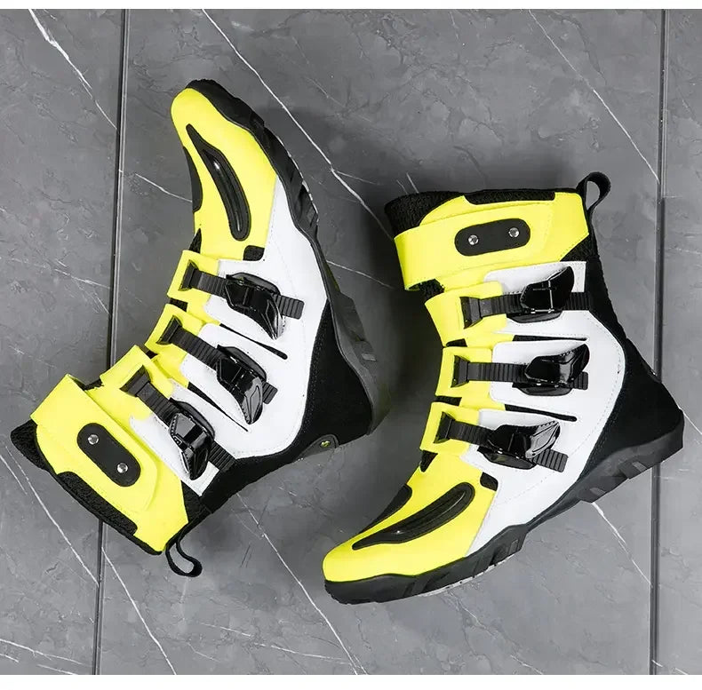 New Waterproof Men's Dirt Bike Shoes Men's Motorcycle Boots New Comfortable Leather Protective Boots Anti-slip Wear-resistant