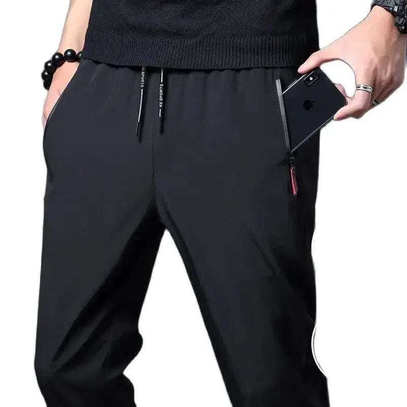Men's Stretch Slim Fit Elastic Waist Jogger Pants — Korean Classic Casual Trousers