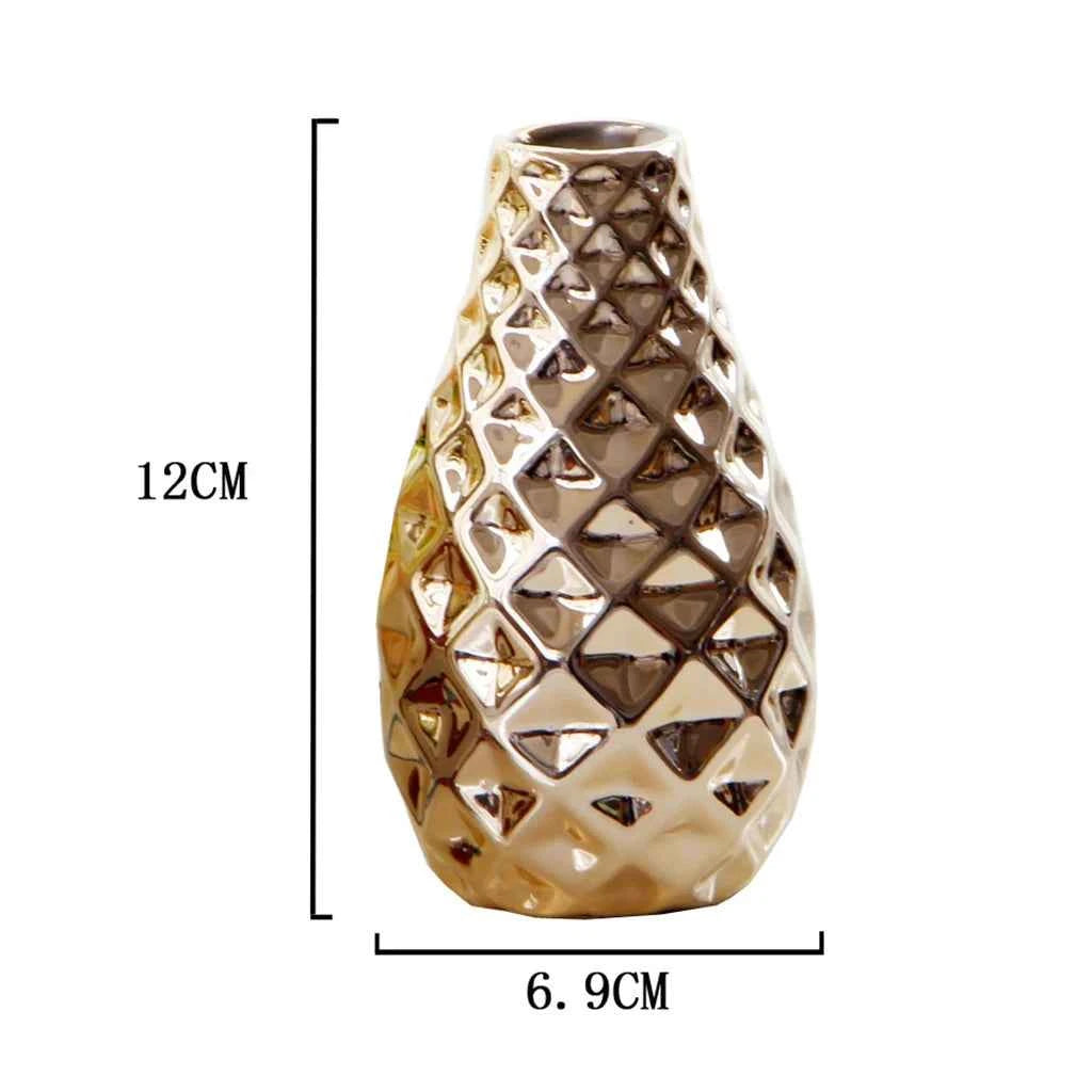 Unique Oval Shape Plating Ceramic Flower Vase Decorative Modern for Home Centerpieces Three Different Styles