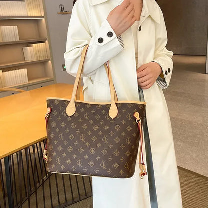 Brown Commuter Tote, Large Capacity Shoulder Bag