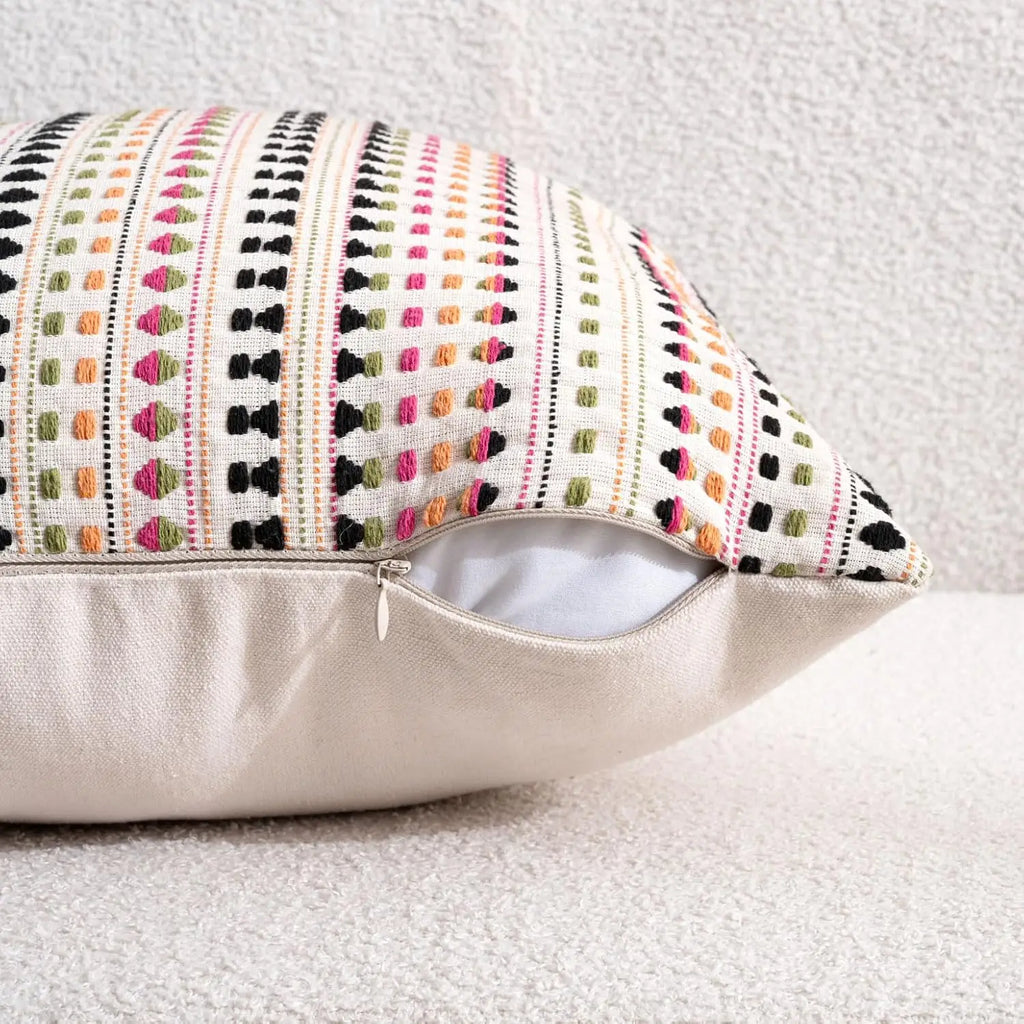 Colorful Chenille Cushion Cover with Linen Backing
