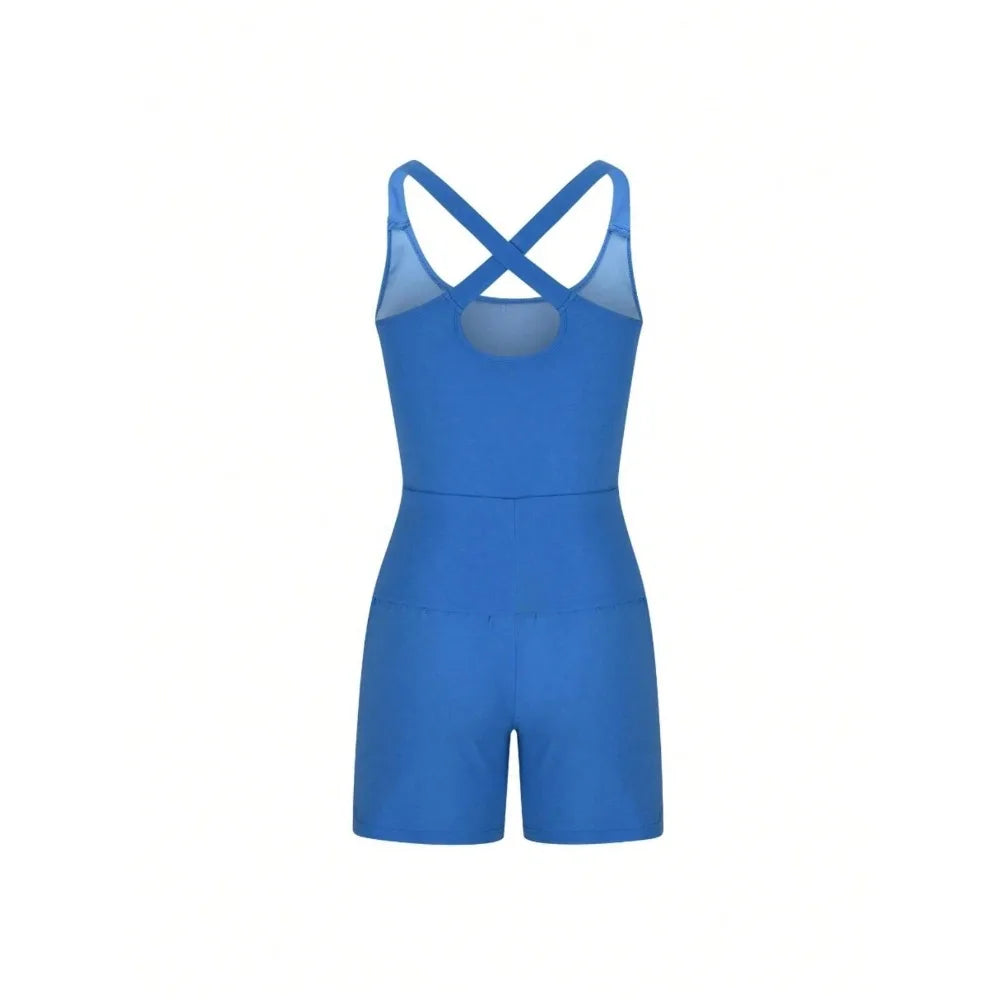 Women’s Sleeveless Gym Jumpsuit — Athletic Yoga & Running Romper