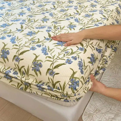 Floral Print Fitted Sheet, Elastic Edge, Queen/King