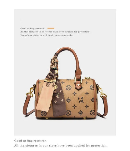 Retro Letter-Print Boston Bag, Trendy Shoulder Bag