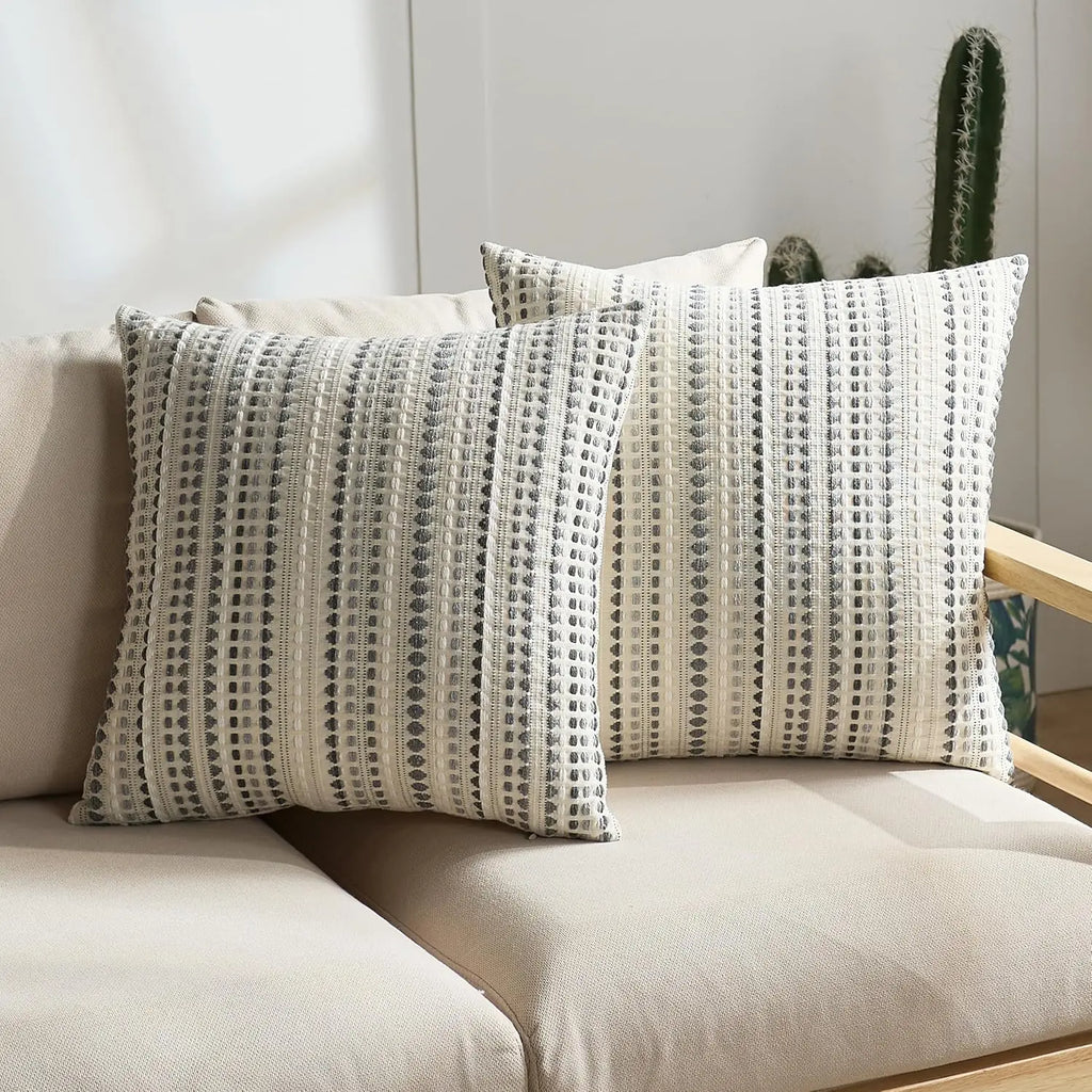 Colorful Chenille Cushion Cover with Linen Backing