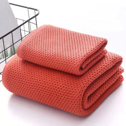 100% Cotton Waffle Bath Towels | Quick-Dry Absorbent Towel Set for Home & Hotel